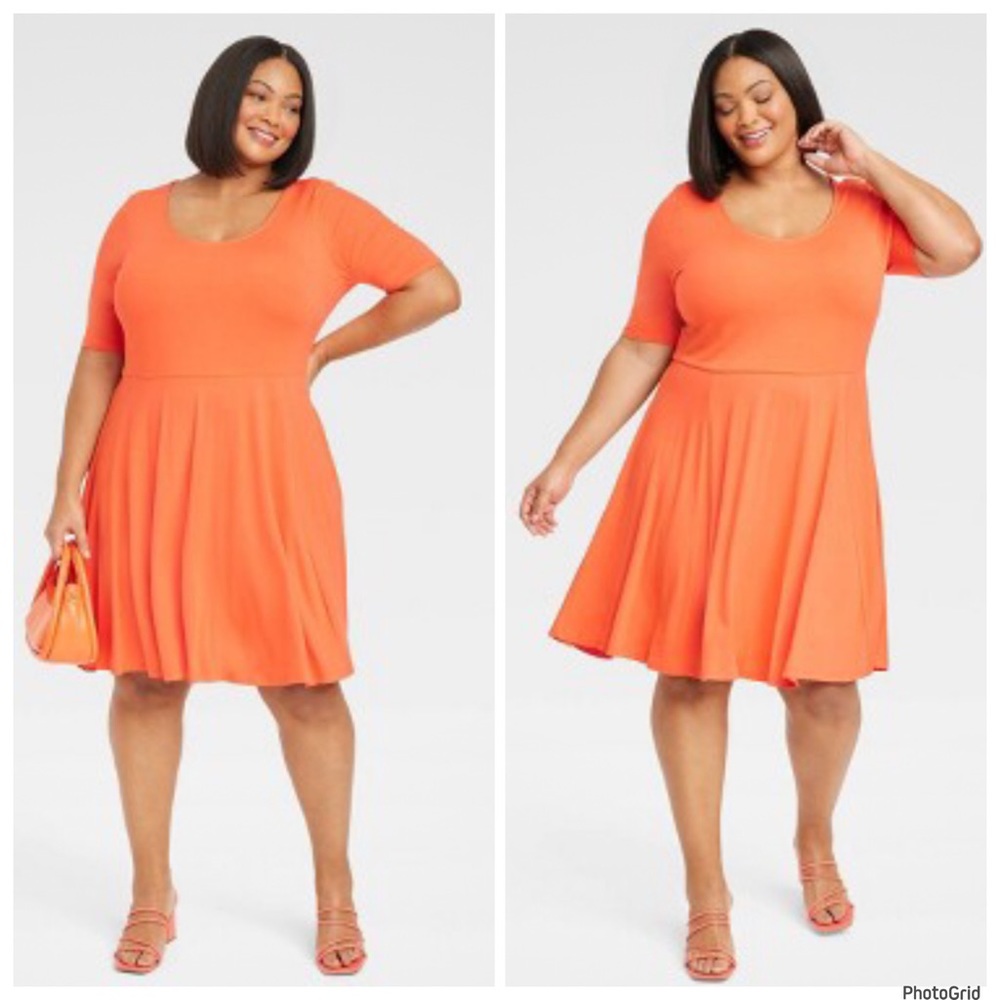 Ava & Viv 4X plus size orange dress NWT